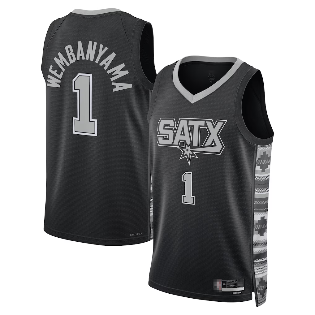 Jamed SA.Spurs #1 Victor Wembanyama Black Swingman Jerseys - Statement Edition