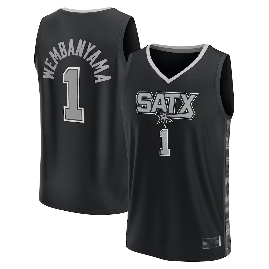 Jamed SA.Spurs #1 Victor Wembanyama Fanatics Black Fast Break Player Jerseys - Statement Edition
