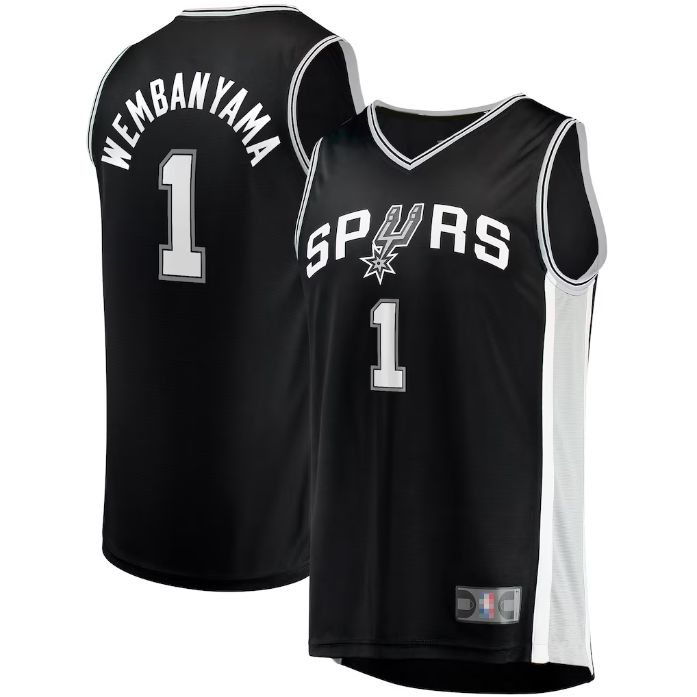 Jamed SA.Spurs #1 Victor Wembanyama Fanatics Black Fast Break Replica Jerseys - Icon Edition