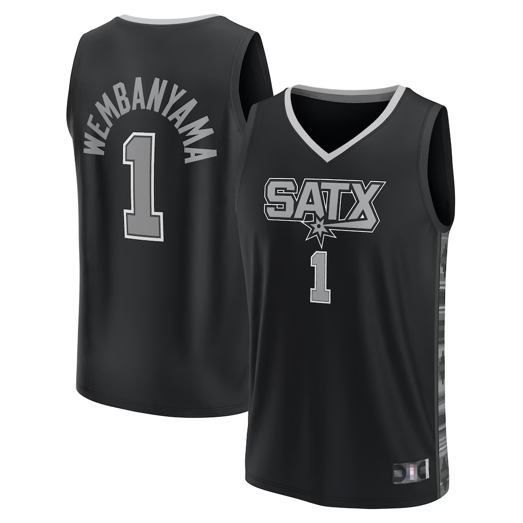 Jamed SA.Spurs #1 Victor Wembanyama Fanatics Black Fast Break Replica Player Jerseys - Statement Edition
