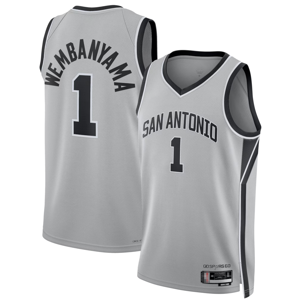 Jamed SA.Spurs #1 Victor Wembanyama Silver Swingman Jerseys - Statement Edition