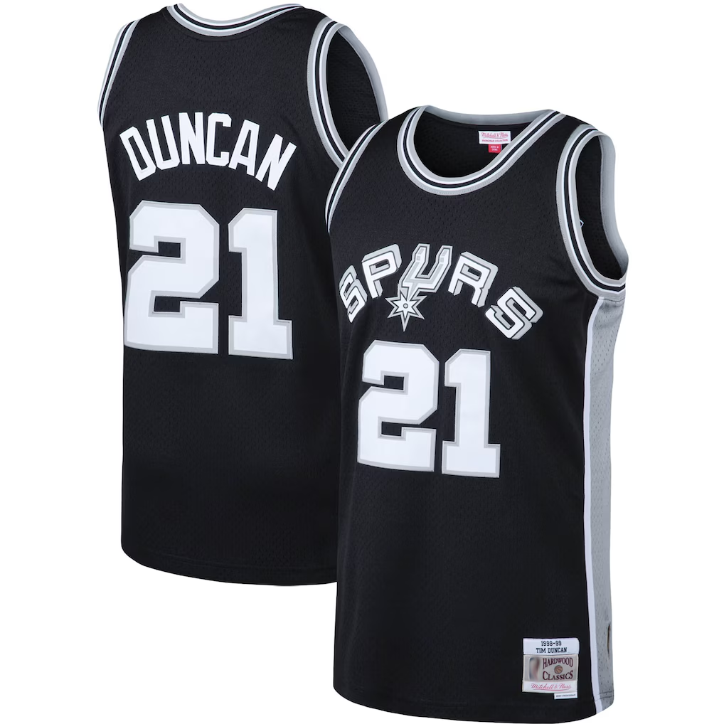 Jamed SA.Spurs #21 Tim Duncan Mitchell & Ness Black 1998-1999 Big & Tall Hardwood Classics Swingman Jerseys