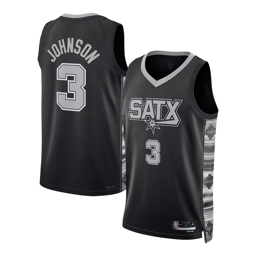 Jamed SA.Spurs #3 Keldon Johnson Black Swingman Jerseys - Statement Edition