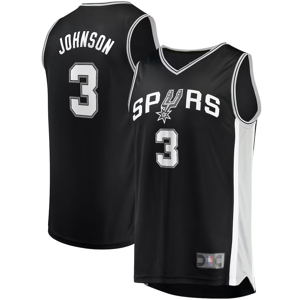 Jamed SA.Spurs #3 Keldon Johnson Fanatics Black Fast Break Replica Jerseys - Icon Edition
