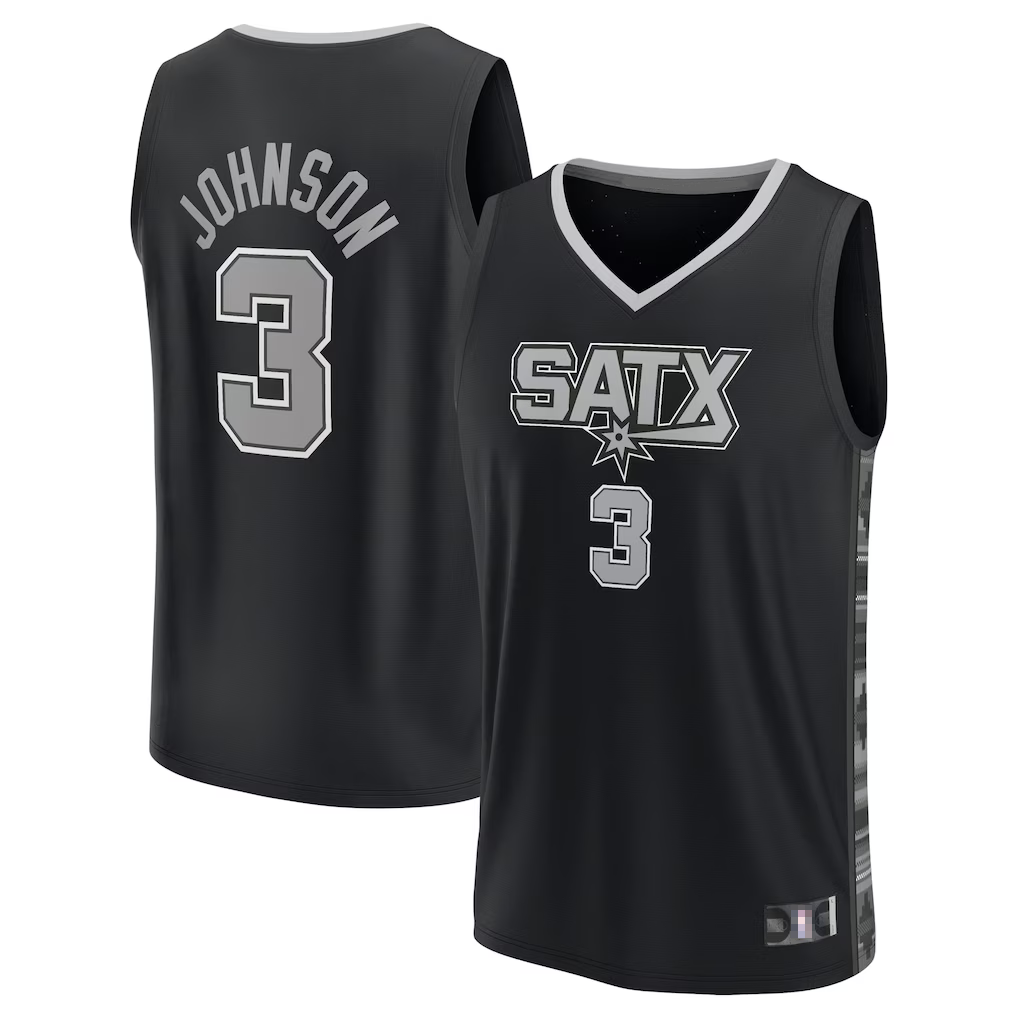 Jamed SA.Spurs #3 Keldon Johnson Fanatics Black Fast Break Replica Player Jerseys - Statement Edition