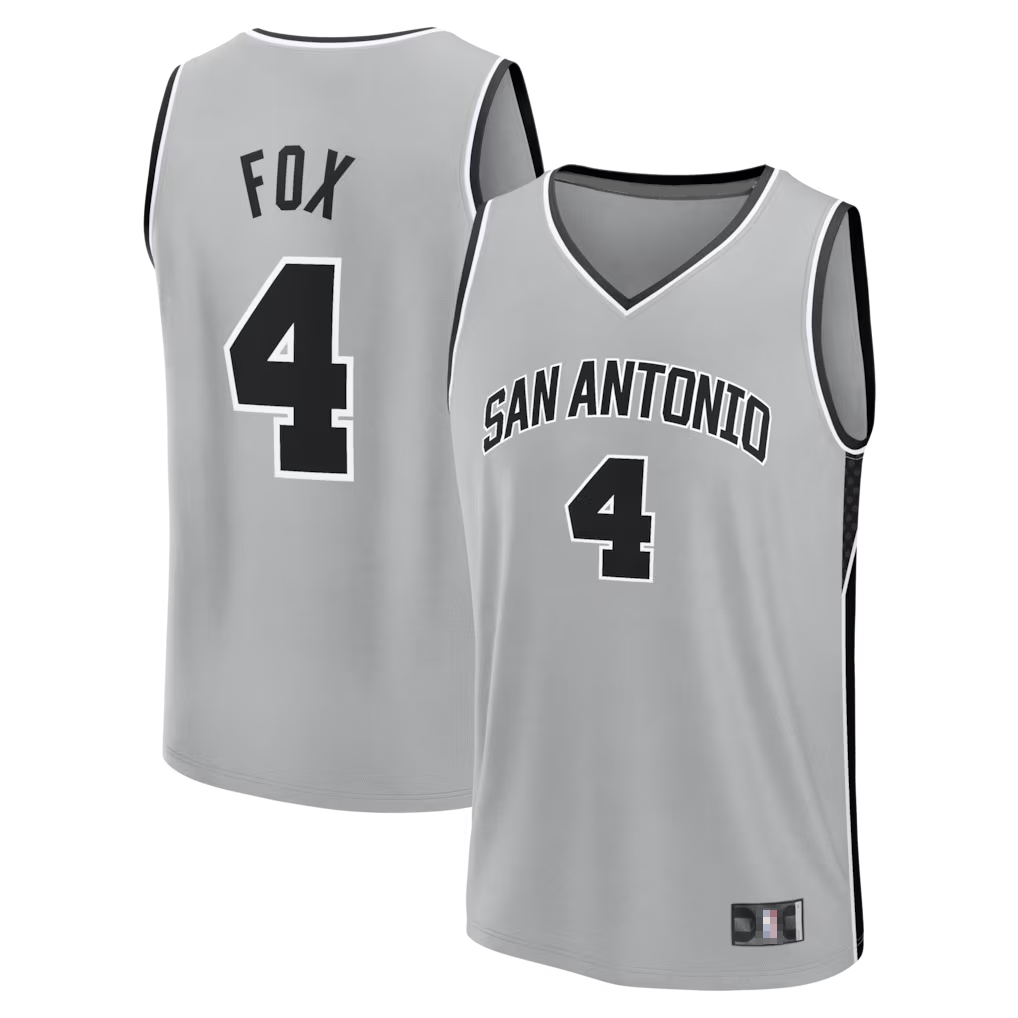 Jamed SA.Spurs #4 De'Aaron Fox Fanatics Silver Fast Break Jerseys - Statement Edition
