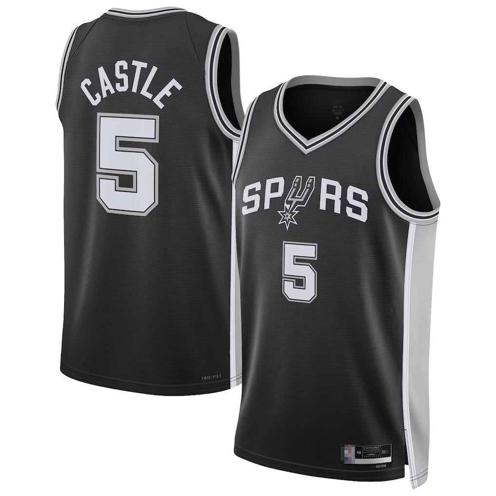 Jamed SA.Spurs #5 Stephon Castle Black Swingman Jerseys - Icon Edition