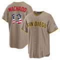 Jamed SD.Padres #13 Manny Machado Sand USA 250 Fourth of July Alternate Stadium Jersey