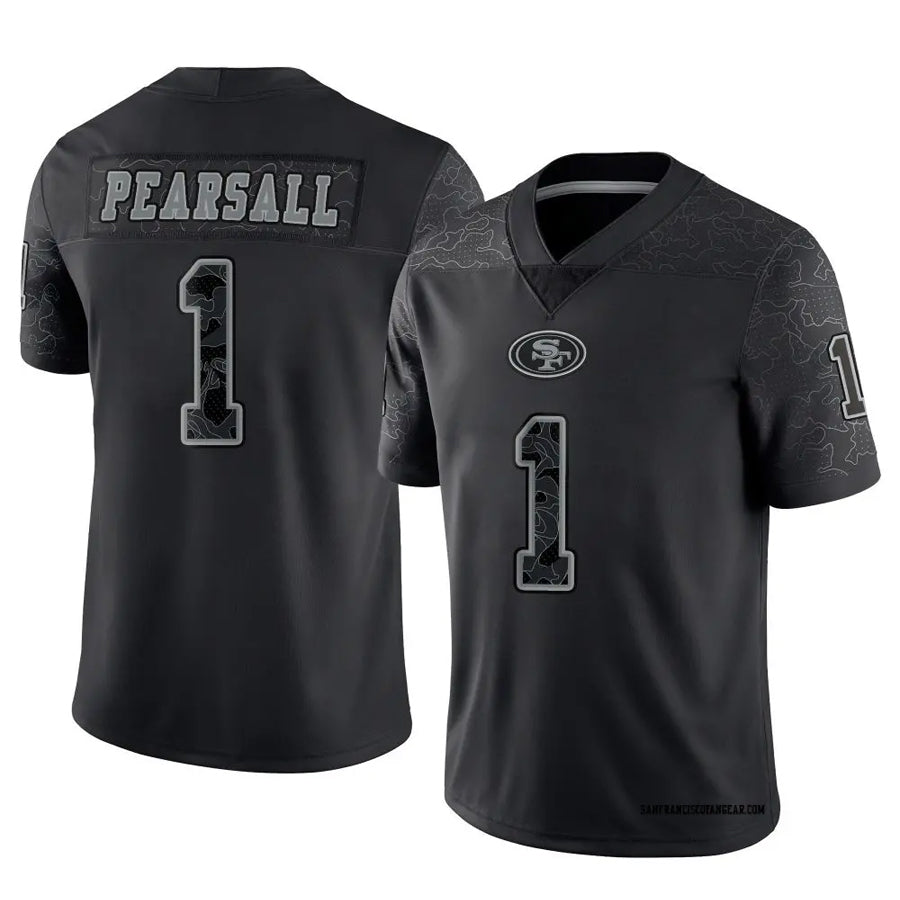 Jamed SF.49ers #1 Ricky Pearsall Player Black RFLCTV Limited Stitched Jerseys