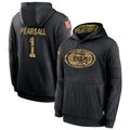 Jamed SF.49ers #1 Ricky Pearsall Player Black Salute To Service Hoodie Player Stitched Jerseys