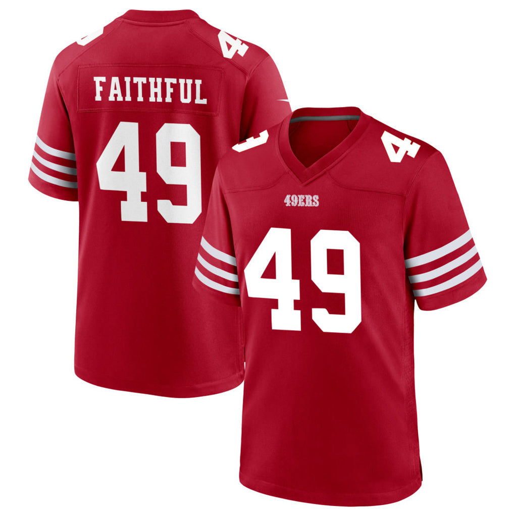 Jamed SF.49ers #49 The Faithful Player Scarlet Home Game Football Jerseys