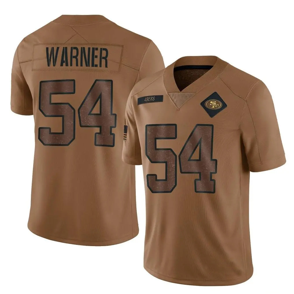 Jamed SF.49ers #54 Fred Warner Player Brown Salute To Service Limited Stitched Jerseys