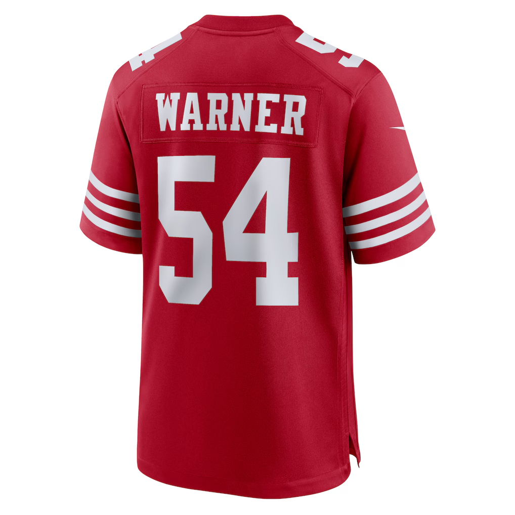 Jamed SF.49ers #54 Fred Warner Scarlet Player Game Stitched Jerseys