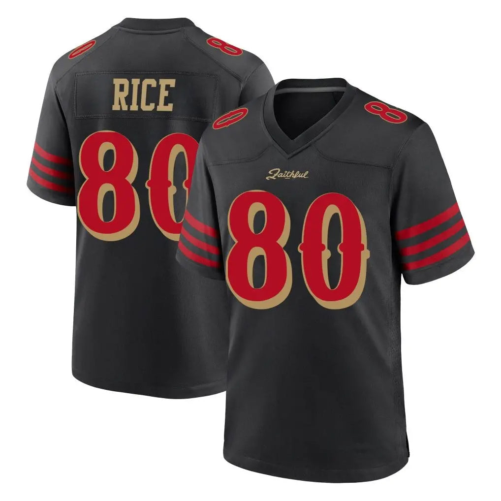 Jamed SF.49ers #80 Jerry Rice Player Black Rivalries Collection Game Stitched Jerseys