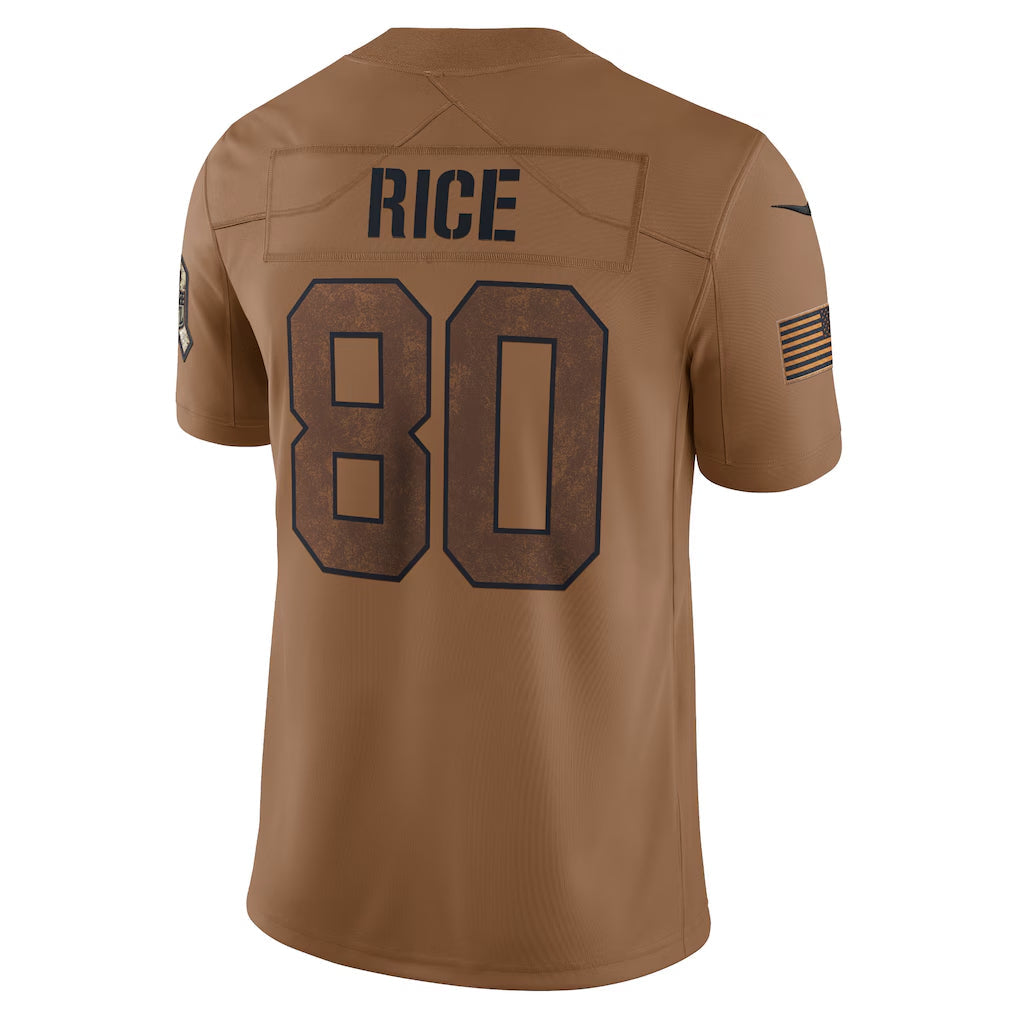 Jamed SF.49ers #80 Jerry Rice Player Brown Salute To Service Limited Stitched Jerseys