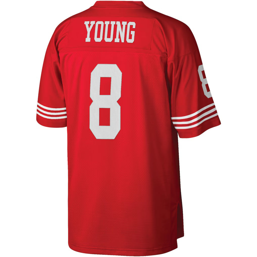 Jamed SF.49ers #8 Steve Young Mitchell & Ness Scarlet Legacy Replica Stitched Jerseys