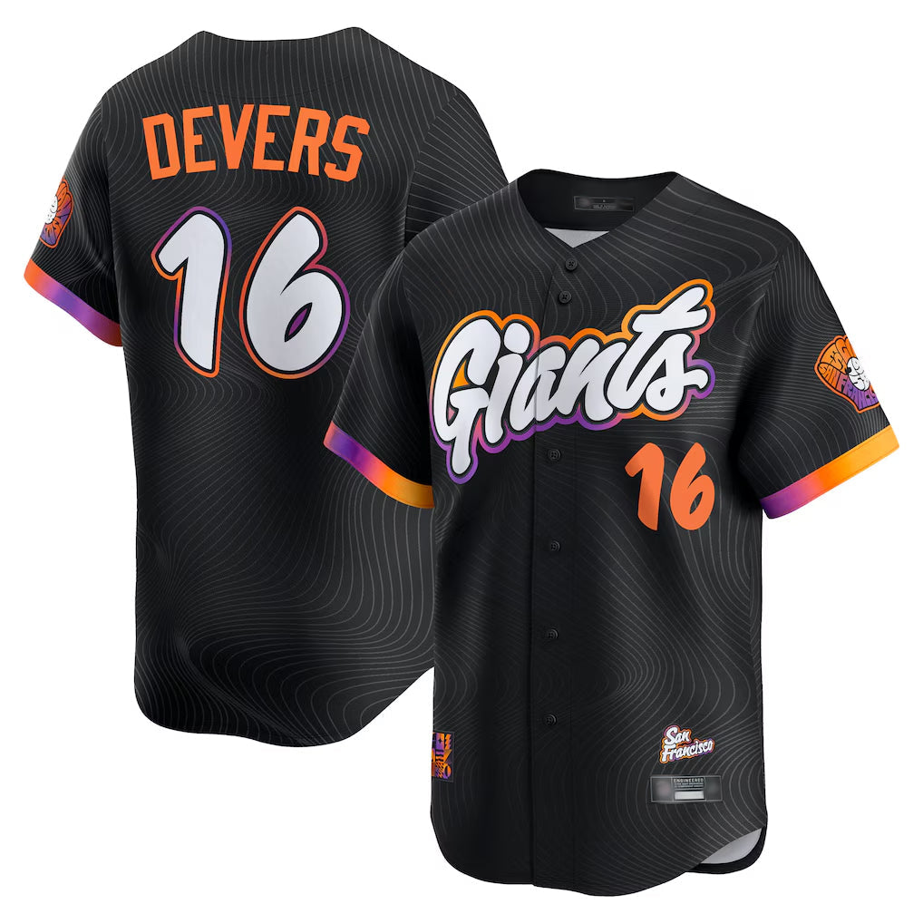 Jamed SF.Giants #16 Rafael Devers Player Black 2025 City Connect Home Limited Stitched Jerseys