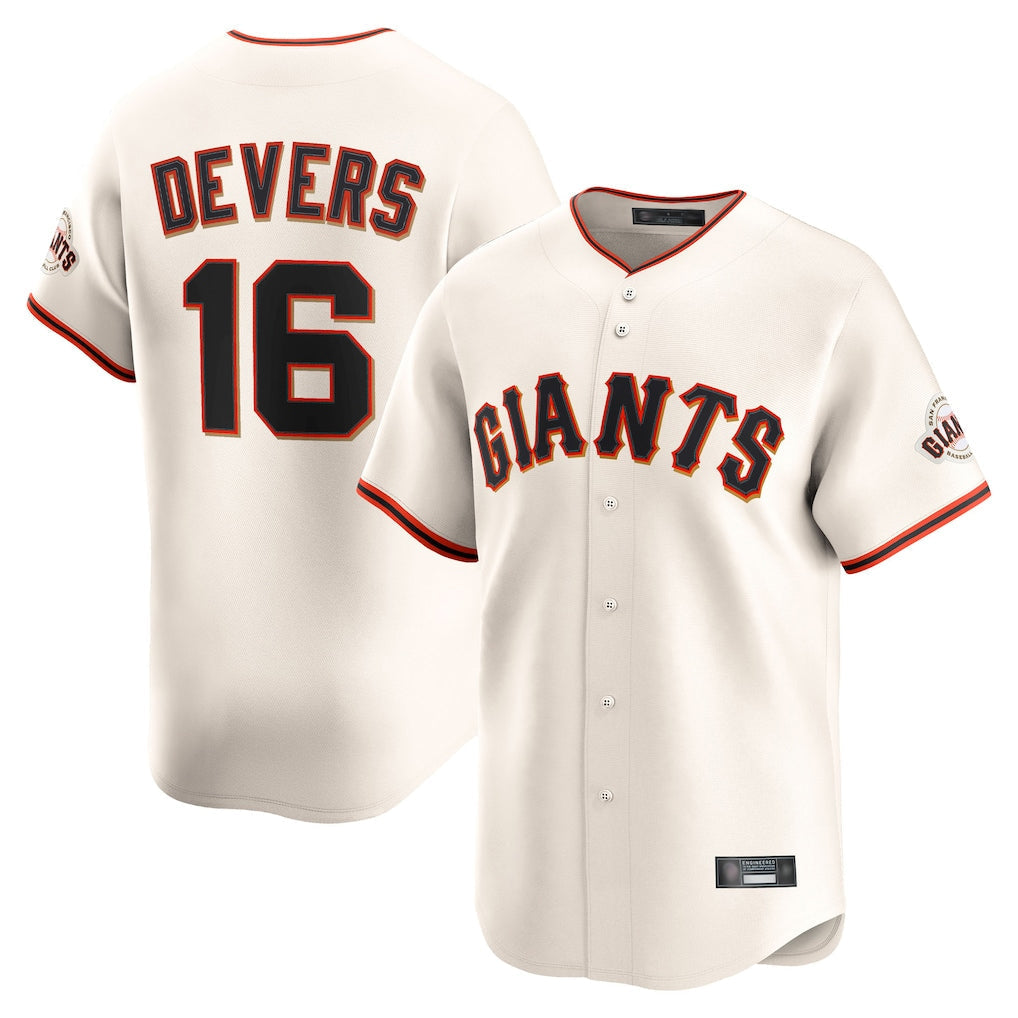 Jamed SF.Giants #16 Rafael Devers Player Cream Home Limited Stitched Jerseys