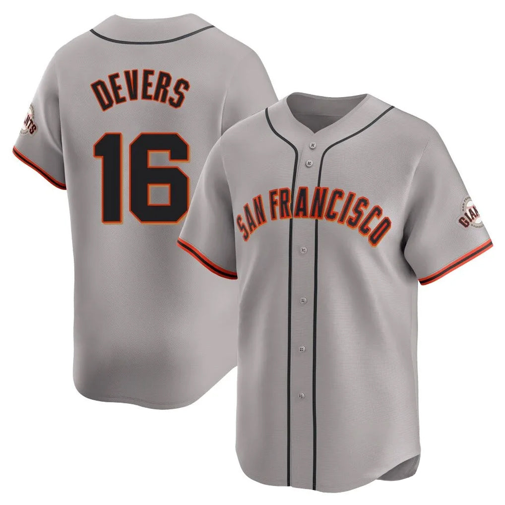 Jamed SF.Giants #16 Rafael Devers Player Gray Home Limited Stitched Jerseys