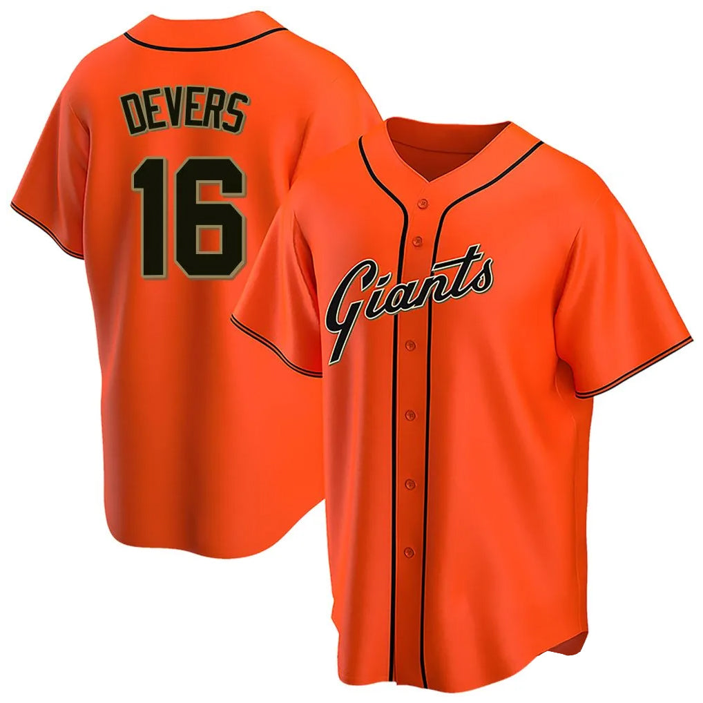 Jamed SF.Giants #16 Rafael Devers Player Orange Home Game Stitched Jerseys
