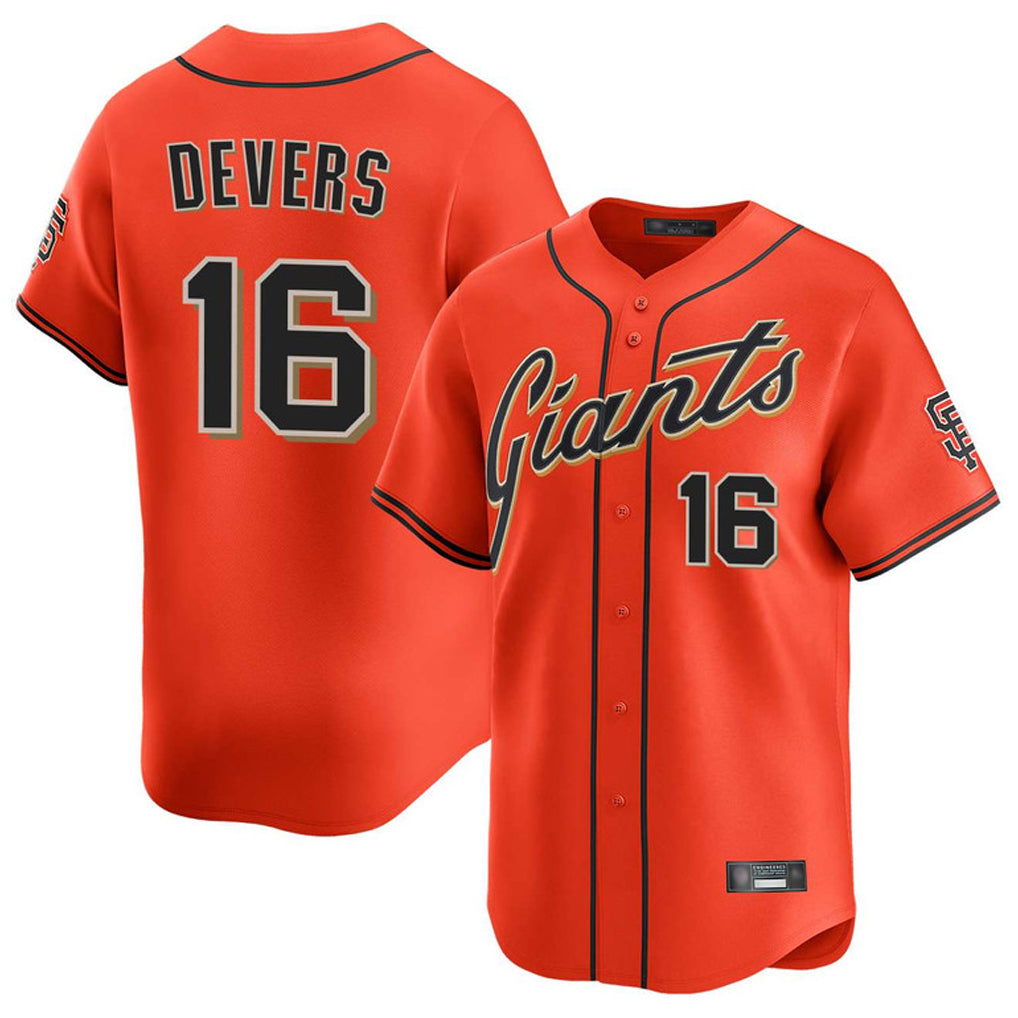 Jamed SF.Giants #16 Rafael Devers Player Orange Home Limited Stitched Jerseys