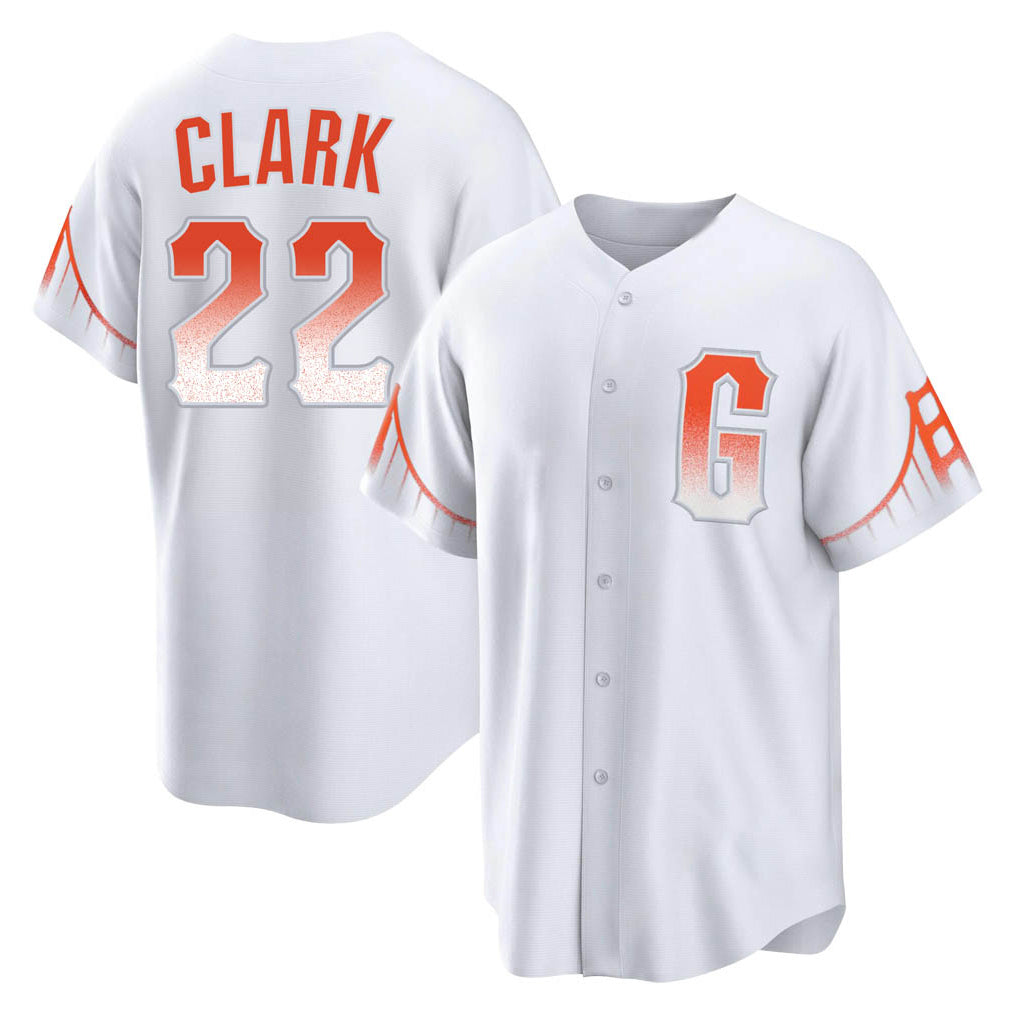 Jamed SF.Giants #22 Will Clark Player White City Connect Home Game Stitched Jerseys