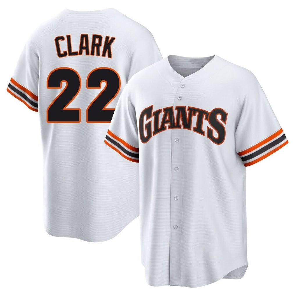Jamed SF.Giants #22 Will Clark Player White Home Game Stitched Jerseys