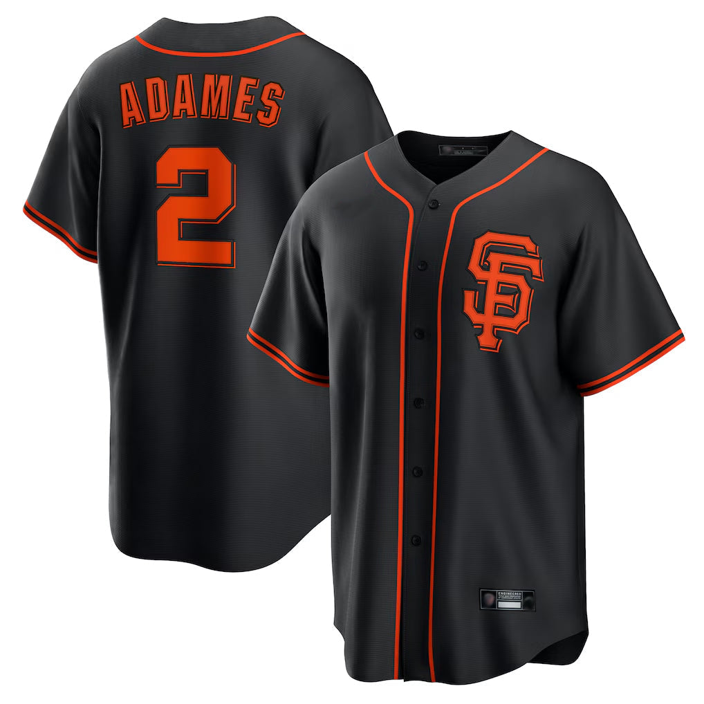 Jamed SF.Giants #2 Willy Adames Player  Black 2026 Home Game Stitched Jerseys