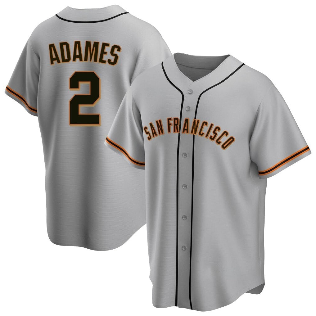 Jamed SF.Giants #2 Willy Adames Player Gray Home Game Stitched Jerseys