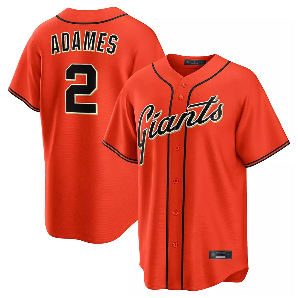 Jamed SF.Giants #2 Willy Adames Player Orange Home Game Stitched Jerseys