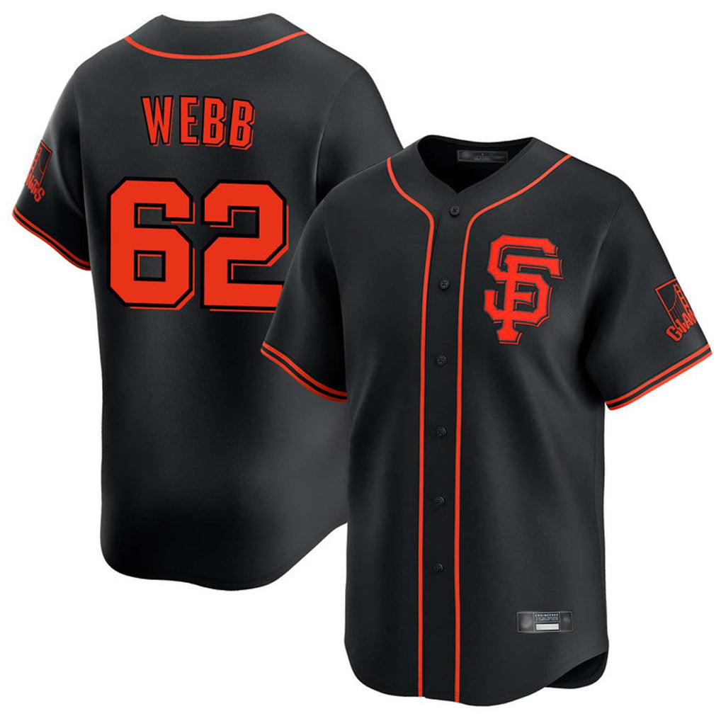 Jamed SF.Giants #62 Logan Webb Player Black Home Limited Stitched Jerseys