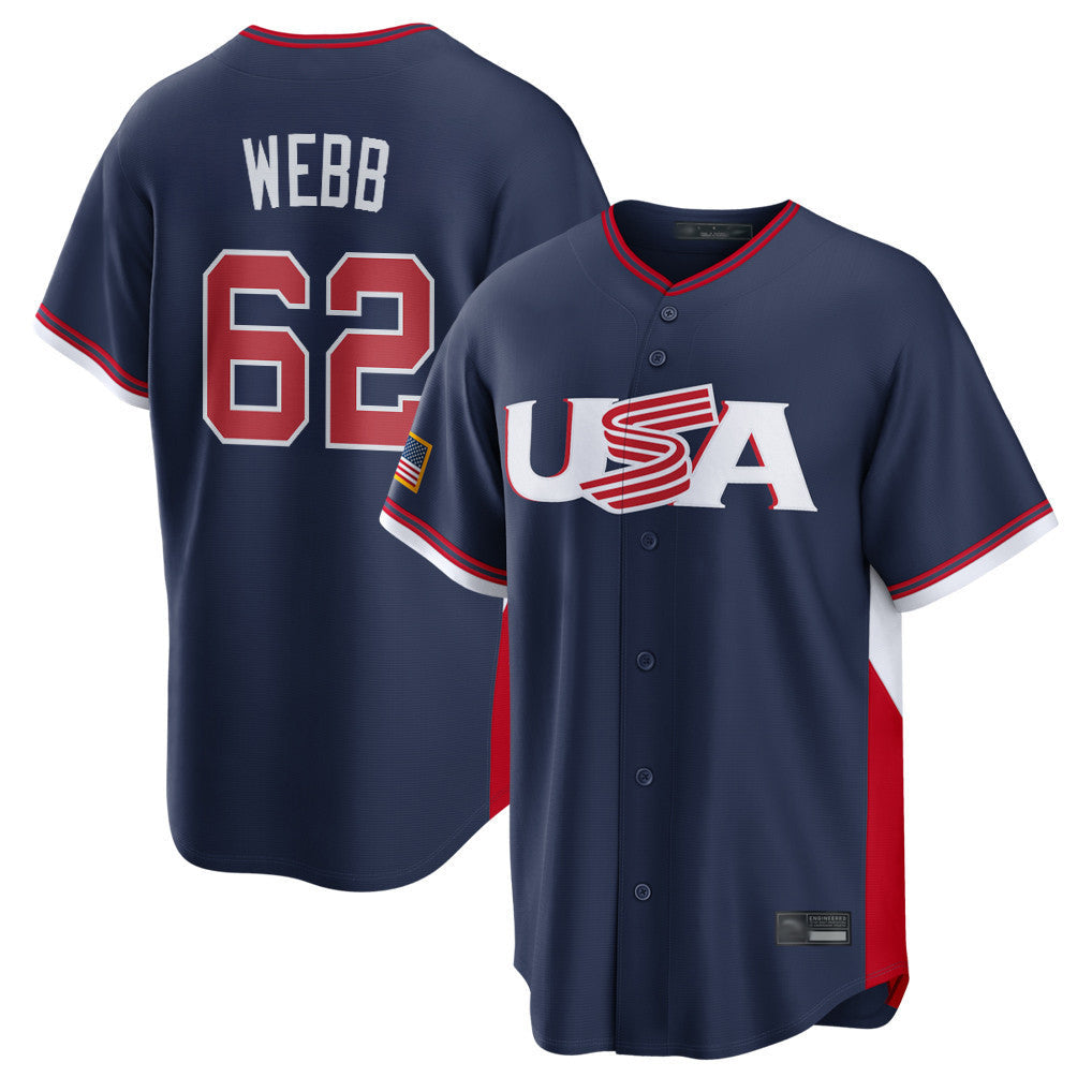 Jamed SF.Giants #62 Logan Webb Player Navy USA 2026 World Classic Road Limited Stitched Jerseys