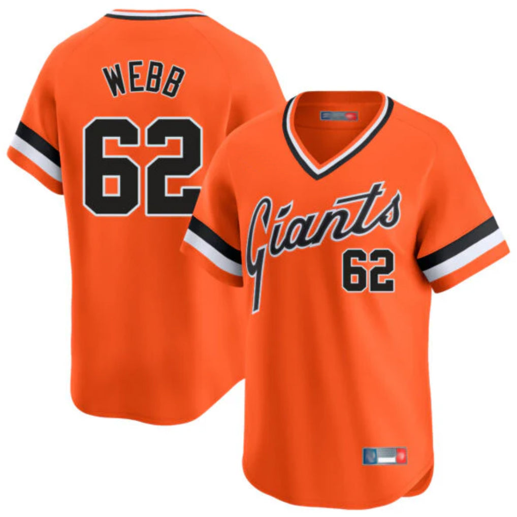 Jamed SF.Giants #62 Logan Webb Player Orange Home Game T-shirt Stitched Jerseys