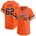 Jamed SF.Giants #62 Logan Webb Player Orange Home Game T-shirt Stitched Jerseys