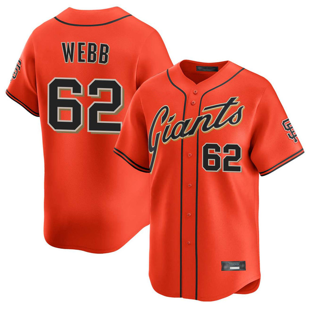 Jamed SF.Giants #62 Logan Webb Player Orange Home Limited Stitched Jerseys