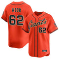 Jamed SF.Giants #62 Logan Webb Player Orange Home Limited Stitched Jerseys