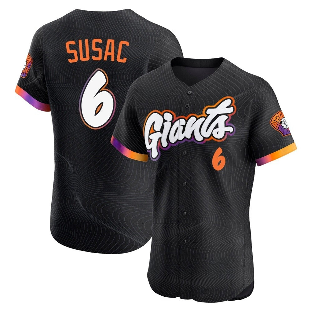 Jamed SF.Giants #6 Daniel Susac Player Black 2025 City Connect Home Limited Elite Stitched Jerseys