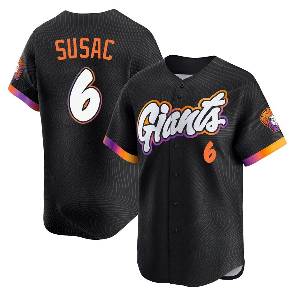 Jamed SF.Giants #6 Daniel Susac Player Black 2025 City Connect Home Limited Stitched Jerseys