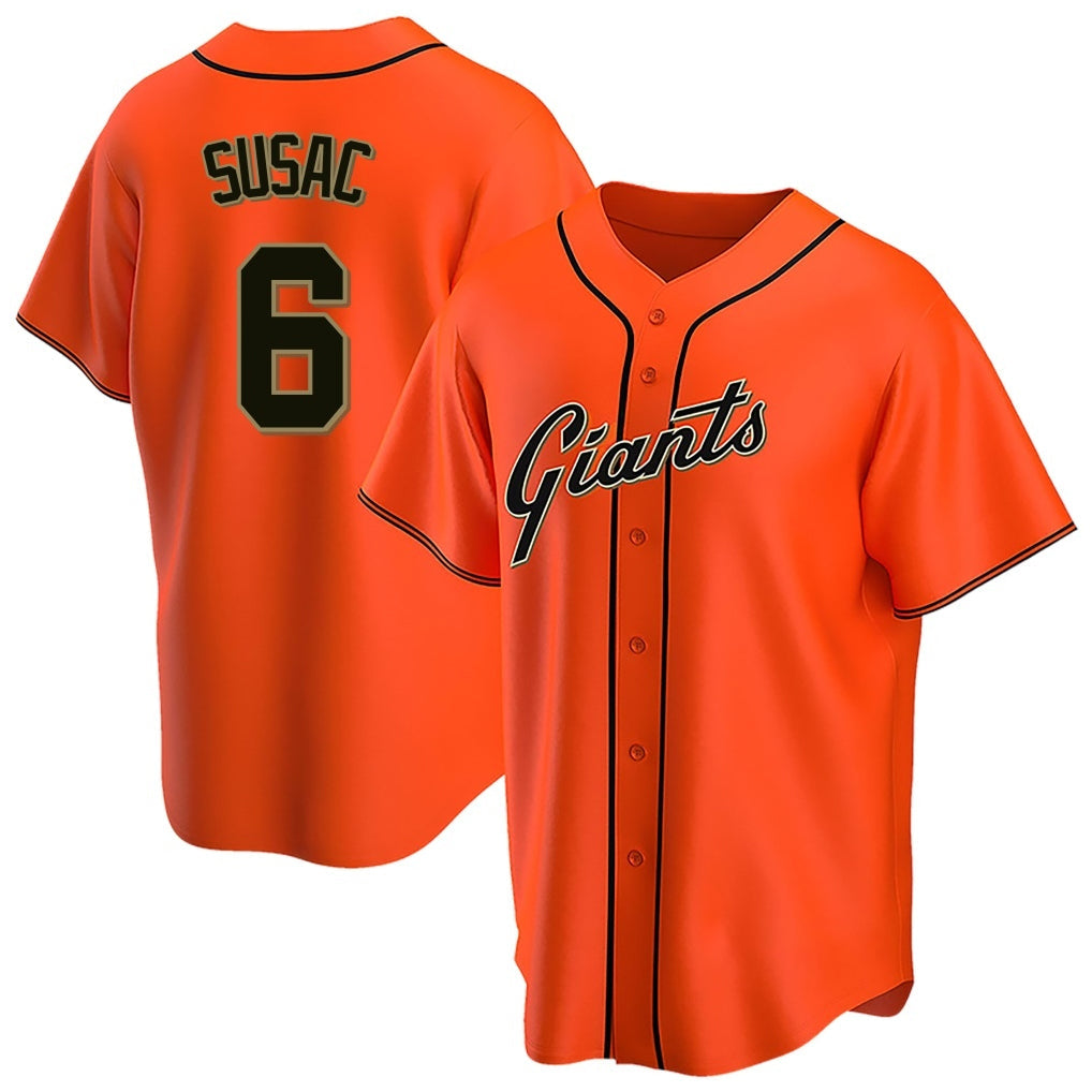 Jamed SF.Giants #6 Daniel Susac Player Orange Home Game Stitched Jerseys