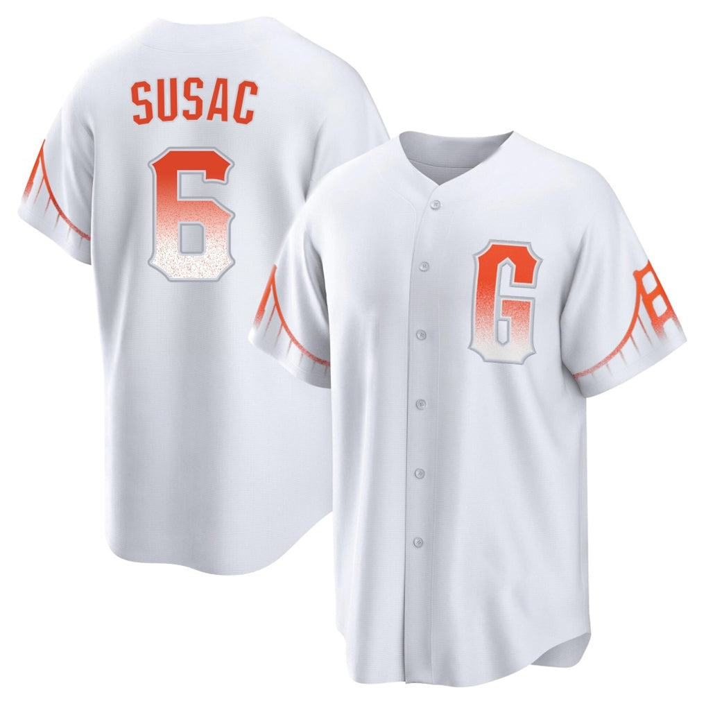 Jamed SF.Giants #6 Daniel Susac Player White City Connect Home Game Stitched Jerseys