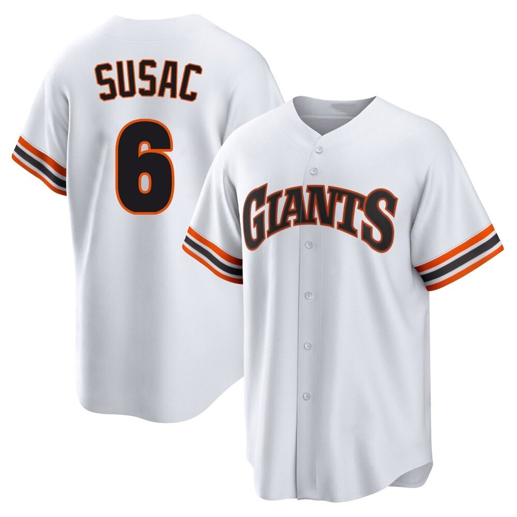 Jamed SF.Giants #6 Daniel Susac Player White Home Game Stitched Jerseys