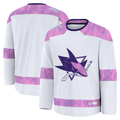 Jamed S.Jose Sharks White 2024 Hockey Fights Cancer Practice Jerseys