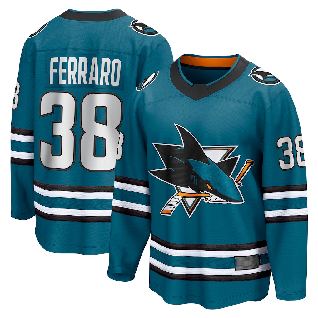 Jamed S.Jose Sharks #38 Mario Ferraro Teal Home Breakaway Player Jerseys