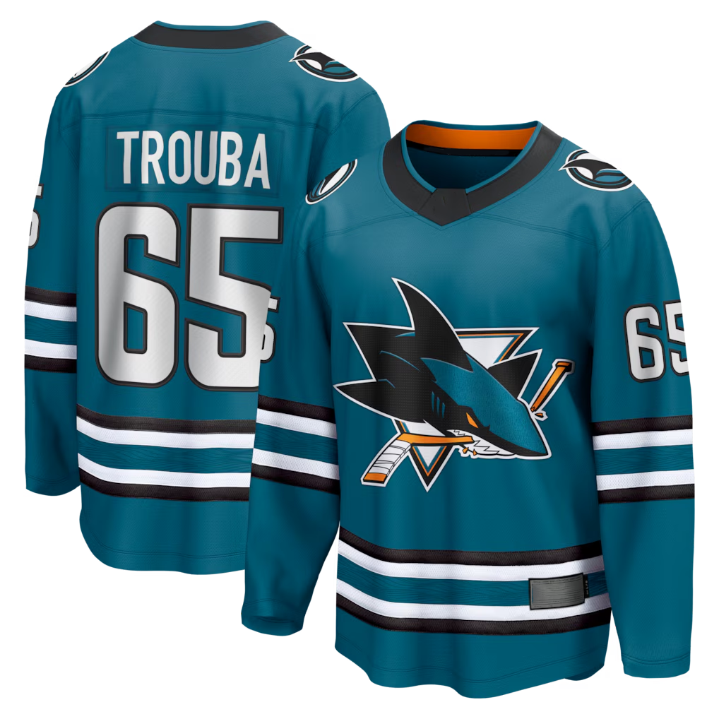 Jamed S.Jose Sharks #65 Jacob Trouba Teal Home Breakaway Jerseys