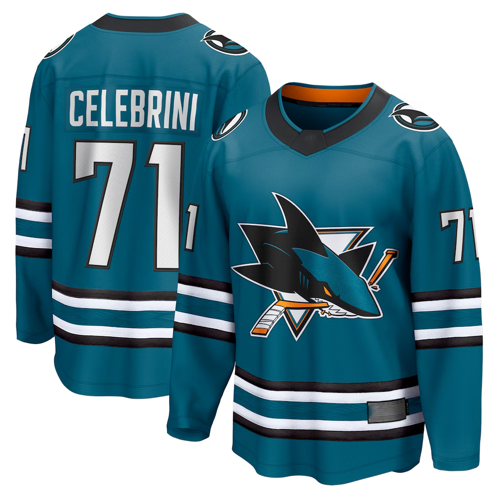 Jamed S.Jose Sharks #71 Macklin Celebrini Teal Home Breakaway Jerseys