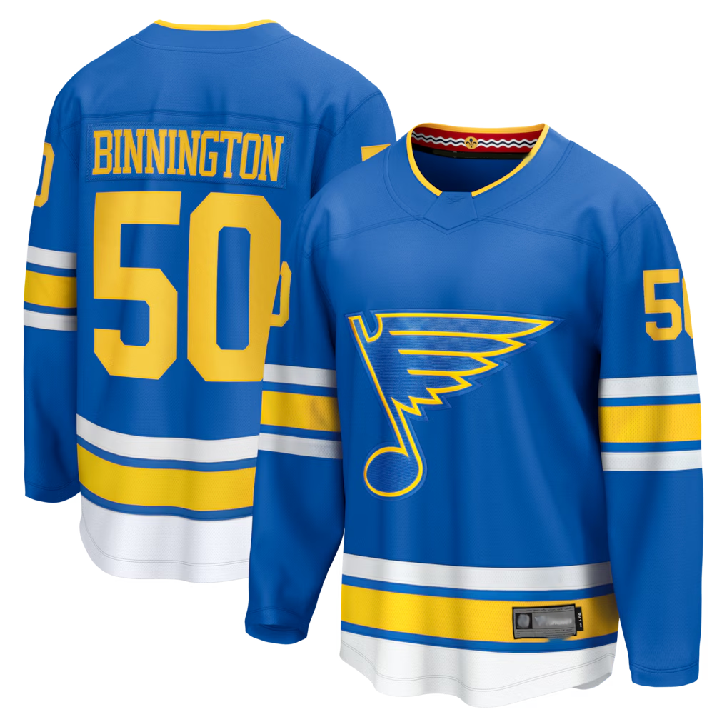 Jamed St.L.Blues #50 Jordan Binnington Blue Home Breakaway Jerseys