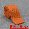 10pcs Knitted Ties Slim 5.5cm Solid Color Knit Neckties For Men Plain Black White Brown Burgundy Man's Accessory Fashion Gravata