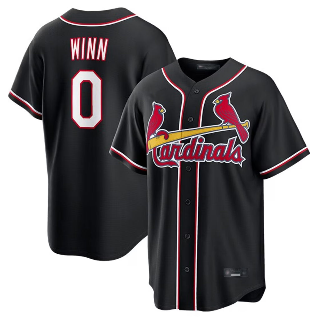 Jamed St. Louis Cardinals #0 Masyn Winn Player Black Carbon Fashio Game Stitched Jerseys