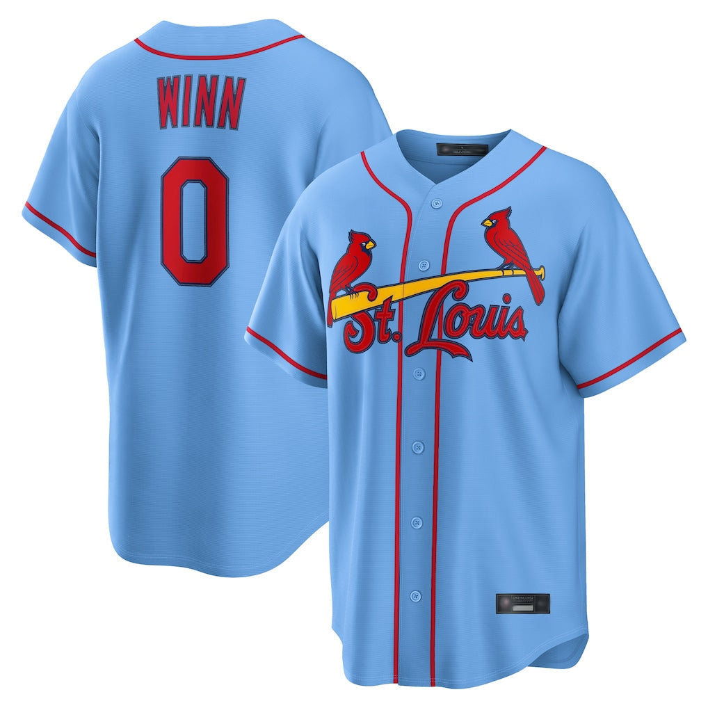 Jamed St. Louis Cardinals #0 Masyn Winn Player Light Blue  Home Game Stitched Jerseys