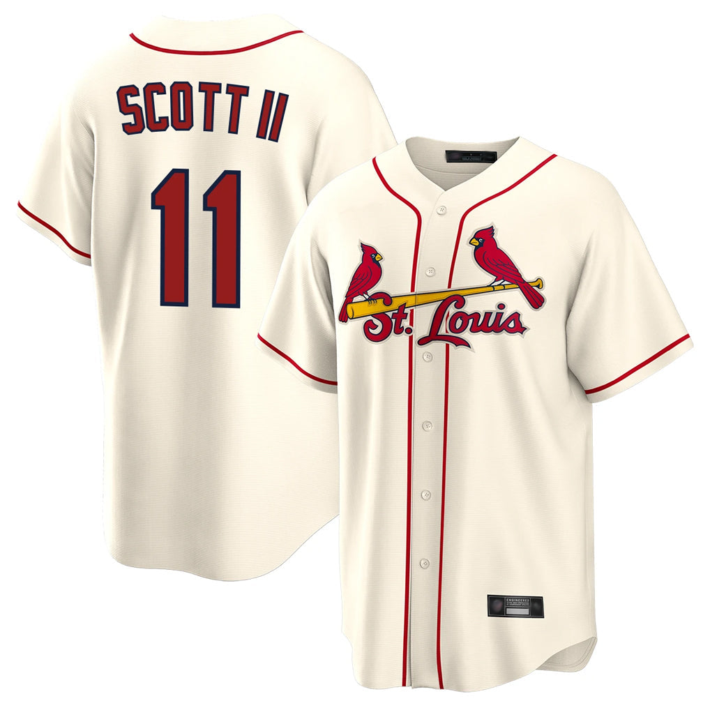 Jamed St. Louis Cardinals #11 Victor Scott II Player Cream Home Game Stitched Jerseys